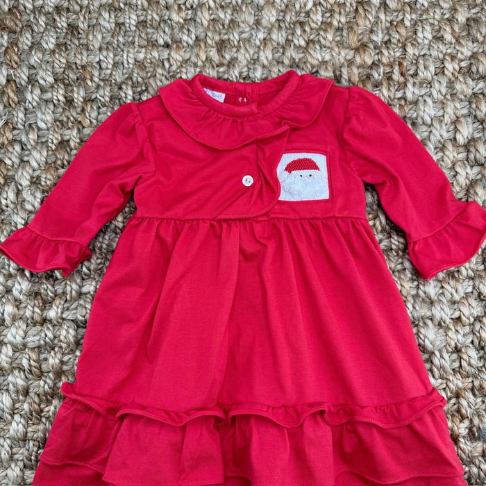 Santa Smocked Christmas Gown in Red