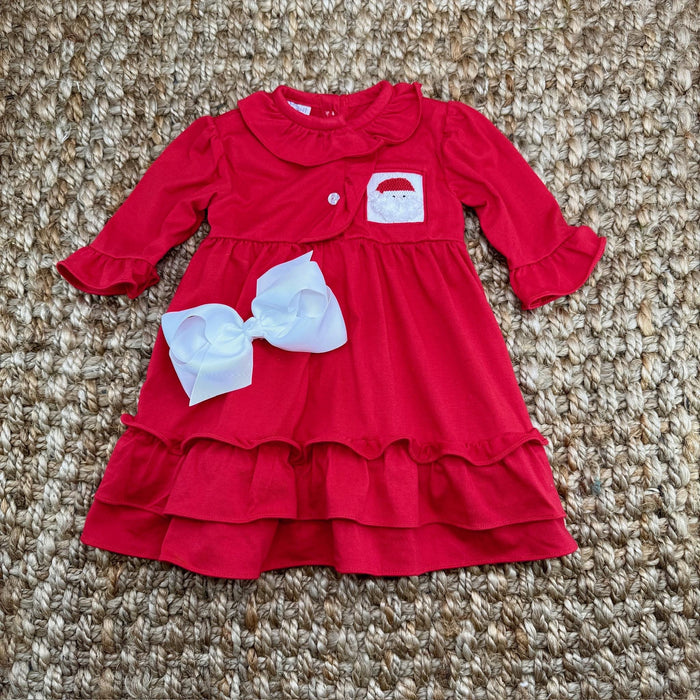 Santa Smocked Christmas Gown in Red