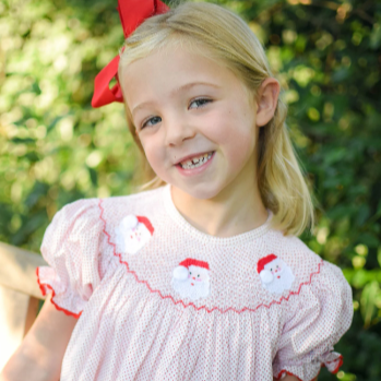 Santa Smocked Dress in red polka dot
