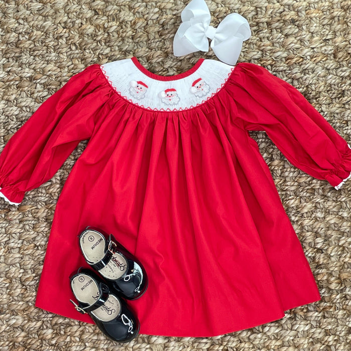 Santa Smocked Dress in Red
