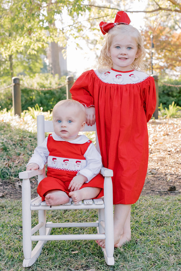Santa Smocked Dress in Red