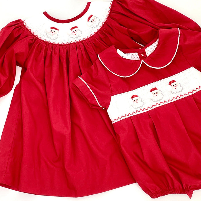 Santa Smocked Dress in Red