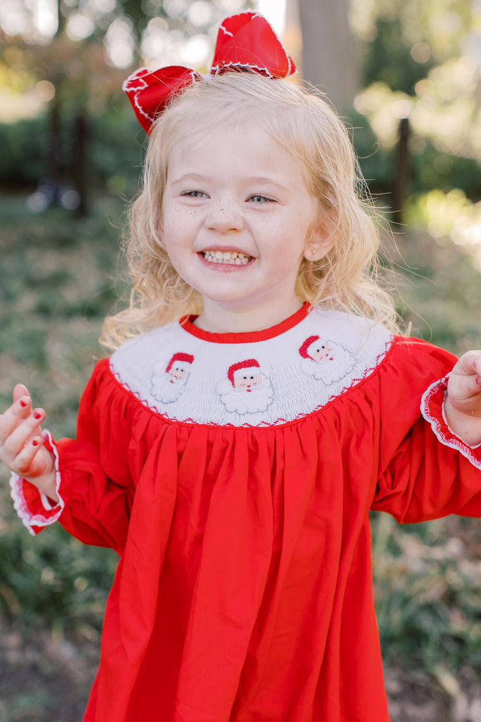 Santa Smocked Dress in Red