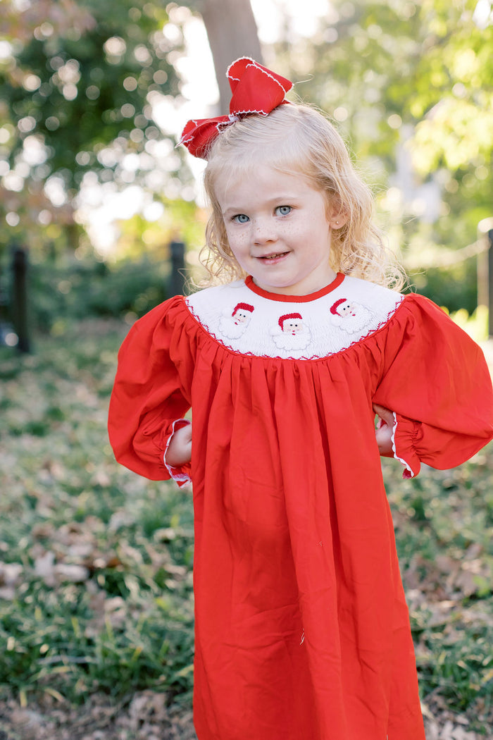 Santa Smocked Dress in Red