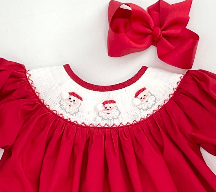 Santa Smocked Dress in Red