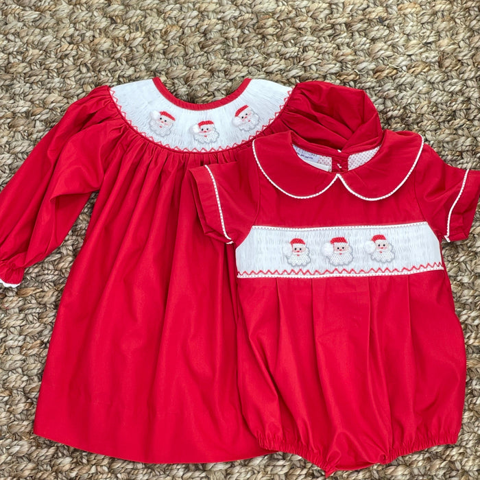 Santa Smocked Dress in Red
