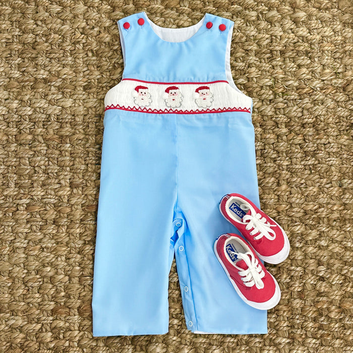 Santa Smocked Longall in Blue