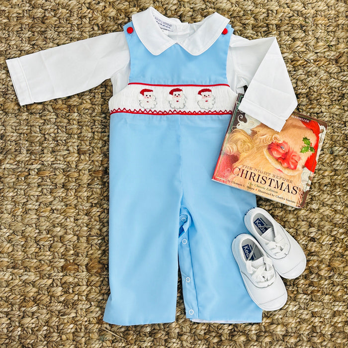 Santa Smocked Longall in Blue