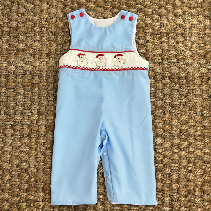 Santa Smocked Longall in Blue