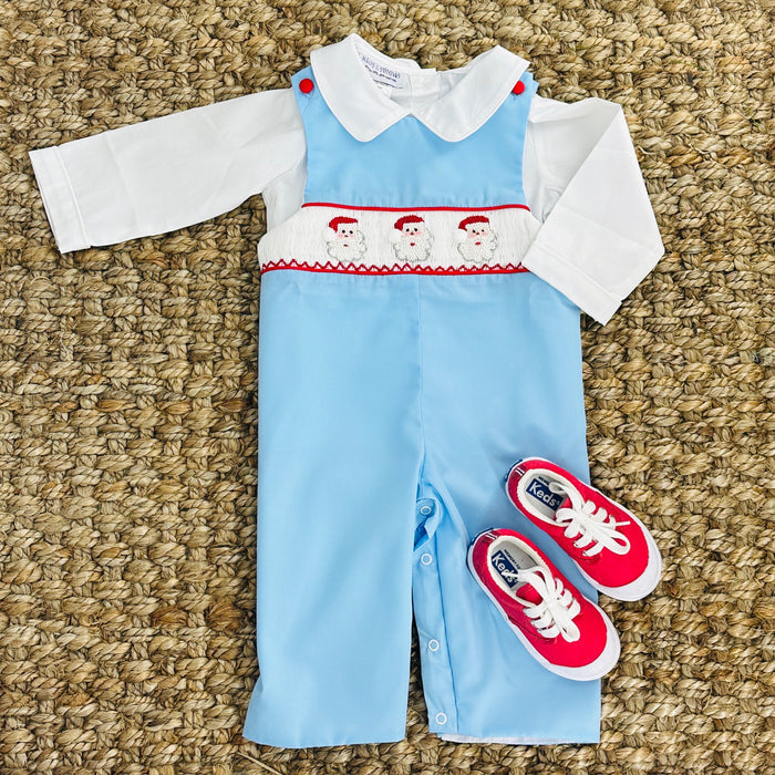 Santa Smocked Longall in Blue