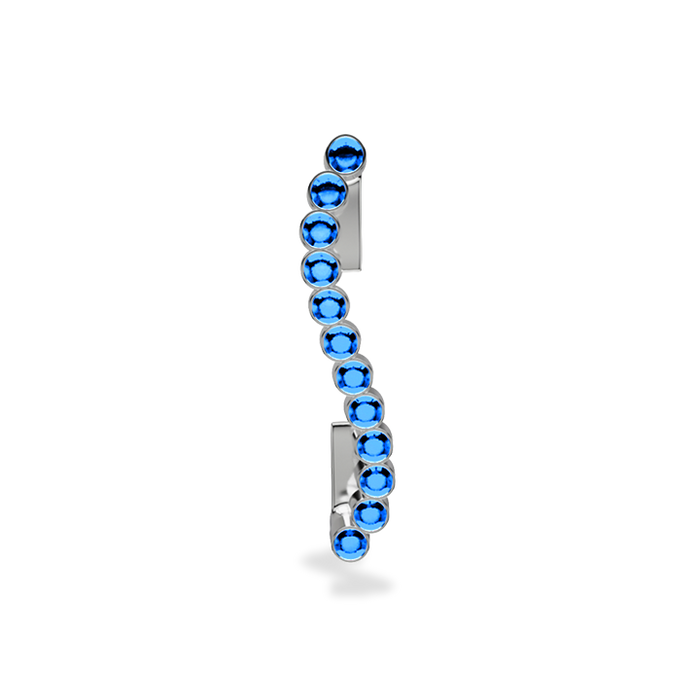 Wavy silver metal charm to put on the Imperial+ lined with 12 beautiful blue glass crystals