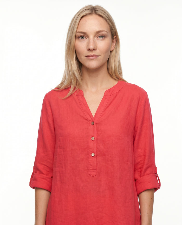 sarah-linen-tunic-blouse-watermelon-red-1