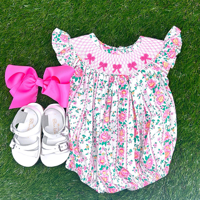 Savannah Floral Smocked Bubble Romper