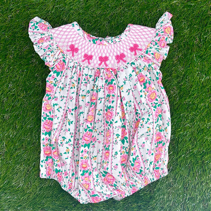 Savannah Floral Smocked Bubble Romper