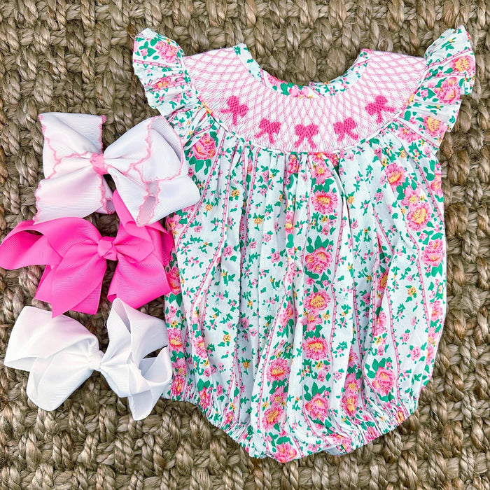 Savannah Floral Smocked Bubble Romper
