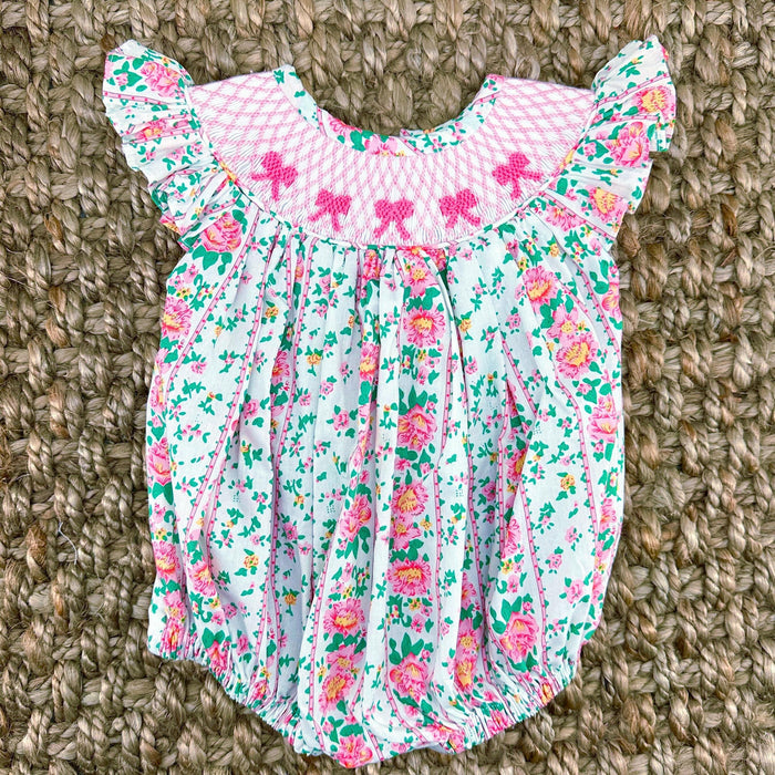 Savannah Floral Smocked Bubble Romper