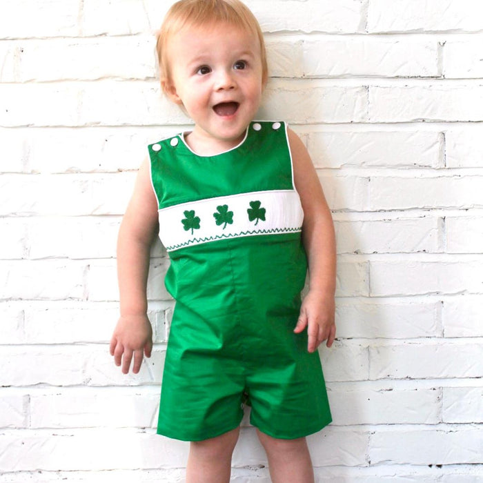 Shamrock Smocked shortall - St. Patrick's Day Jon Jon
