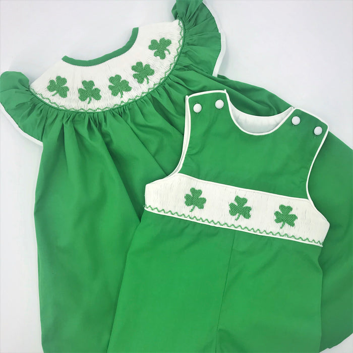 Shamrock Smocked shortall - St. Patrick's Day Jon Jon