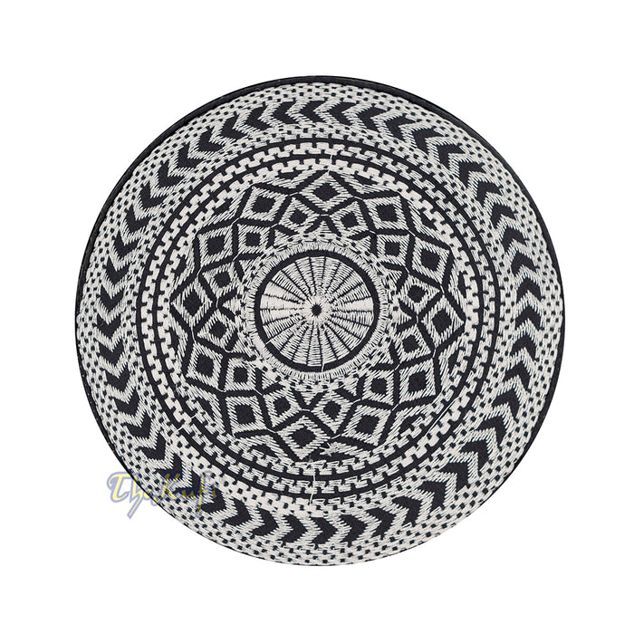 SIlver Embroidery Bugis Kufi Hat - Arrow Diamond Design Rigid Muslim Fashion Cap