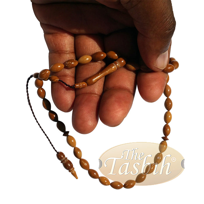 Small Kuka Tasbih 6x10 mm Date-Shaped Natural Color with 33 Beads - Limited Edition