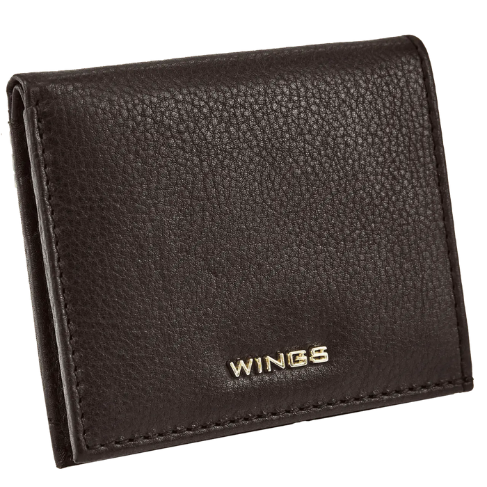 Mały portfel damski  WINGS ze skóry naturalnej Black LEATHER COLLECTION