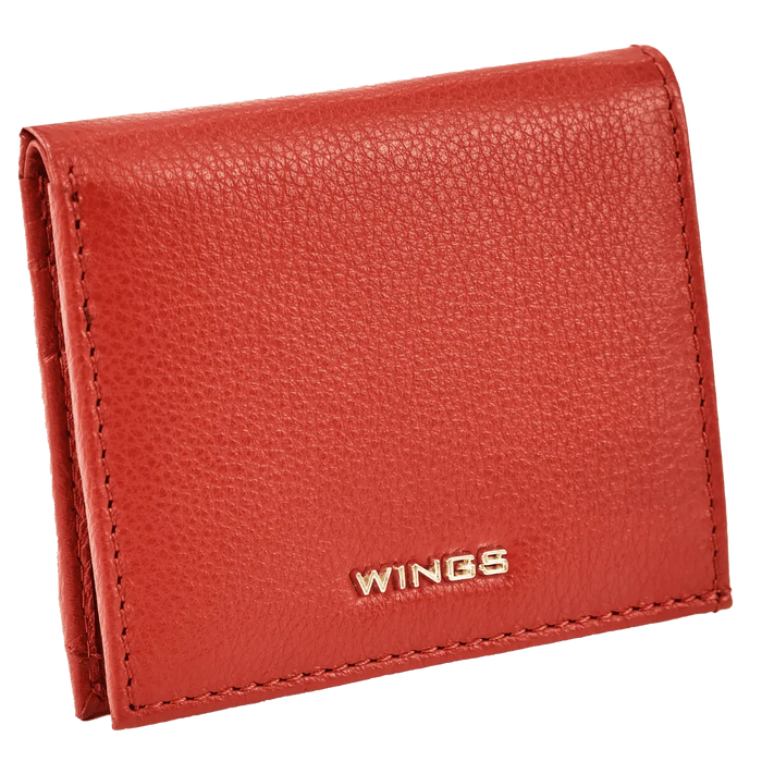 Mały portfel damski WINGS ze skóry naturalnej RED LEATHER COLLECTION