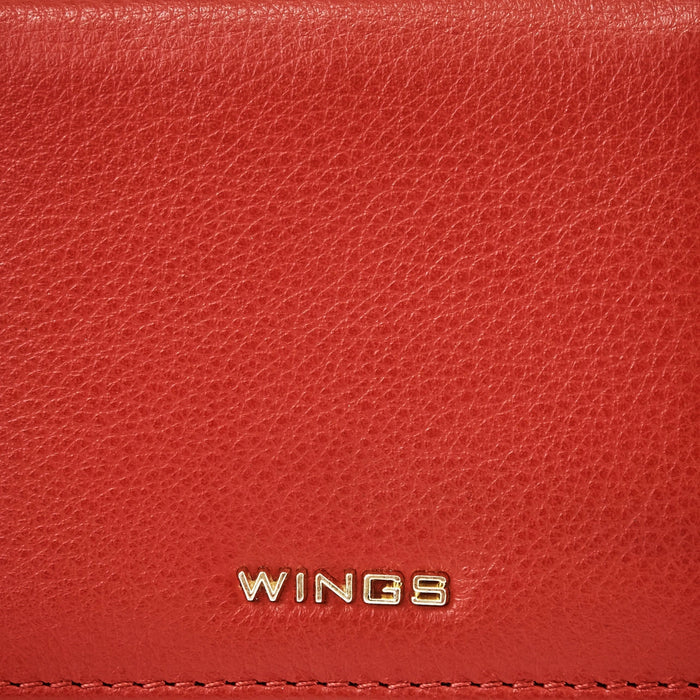 Mały portfel damski WINGS ze skóry naturalnej RED LEATHER COLLECTION