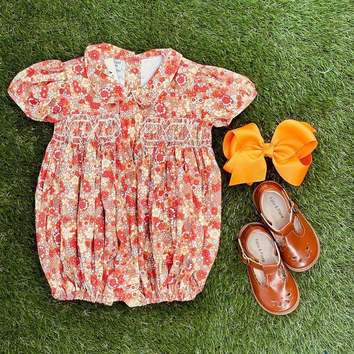 Texas football outfit. Princess Charlotte style. Orange liberty fabric