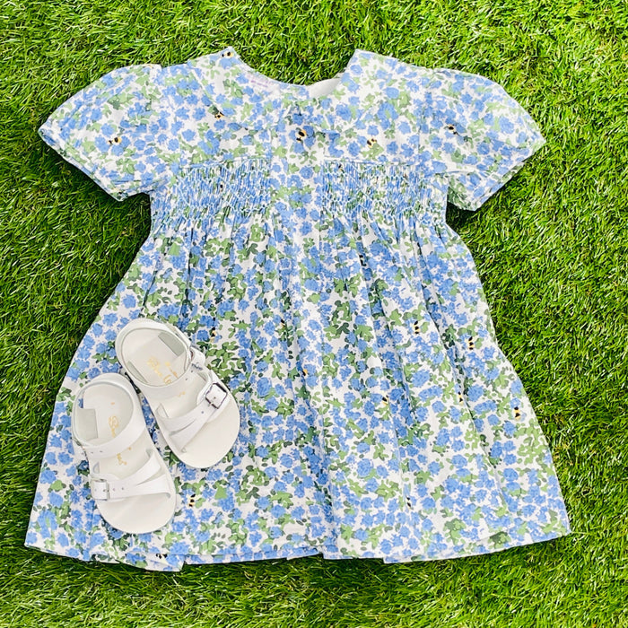 Smocked Charlotte Dress- Hydrangea & Bee Floral