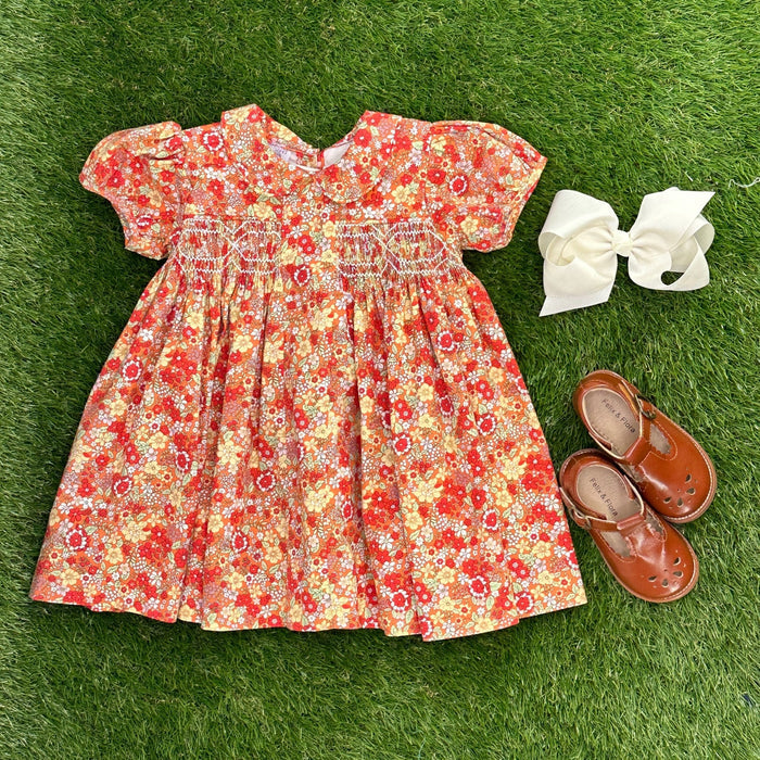 Smocked Charlotte Dress- Marigold Liberty Print