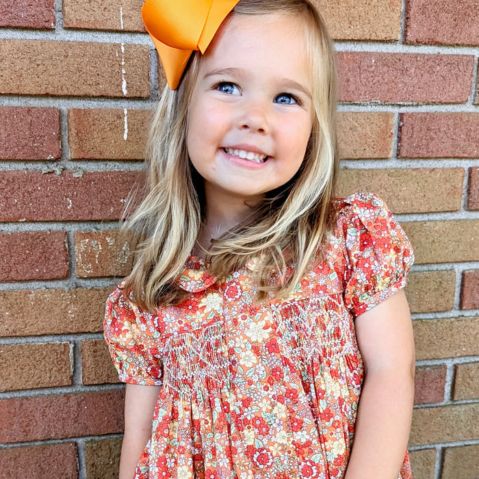 Smocked Charlotte Dress- Marigold Liberty Print