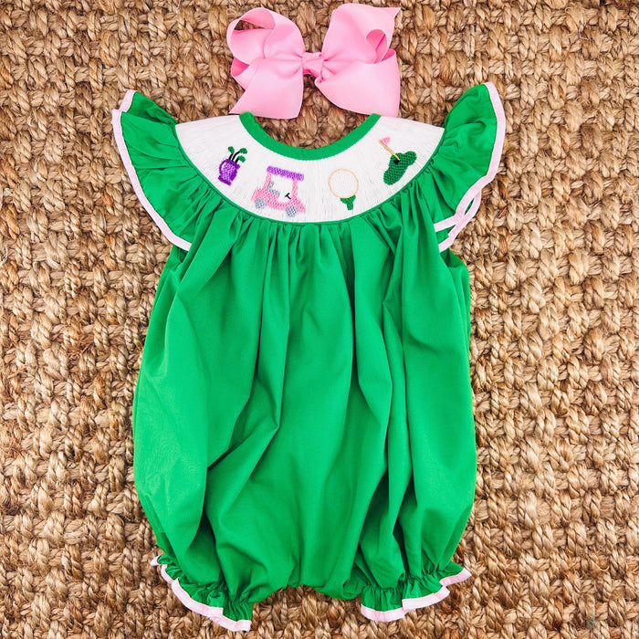 Smocked Golf Bubble Romper