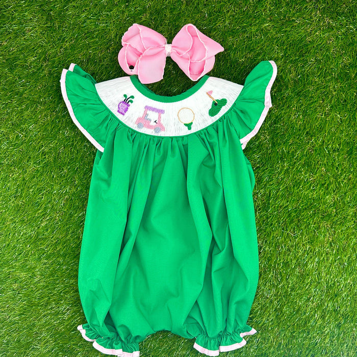 Smocked Golf Bubble Romper