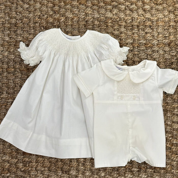 Smocked Ivory Heirloom Shortall