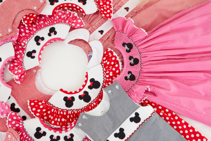 Smocked Mouse Ears Dress - light pink polka dots!