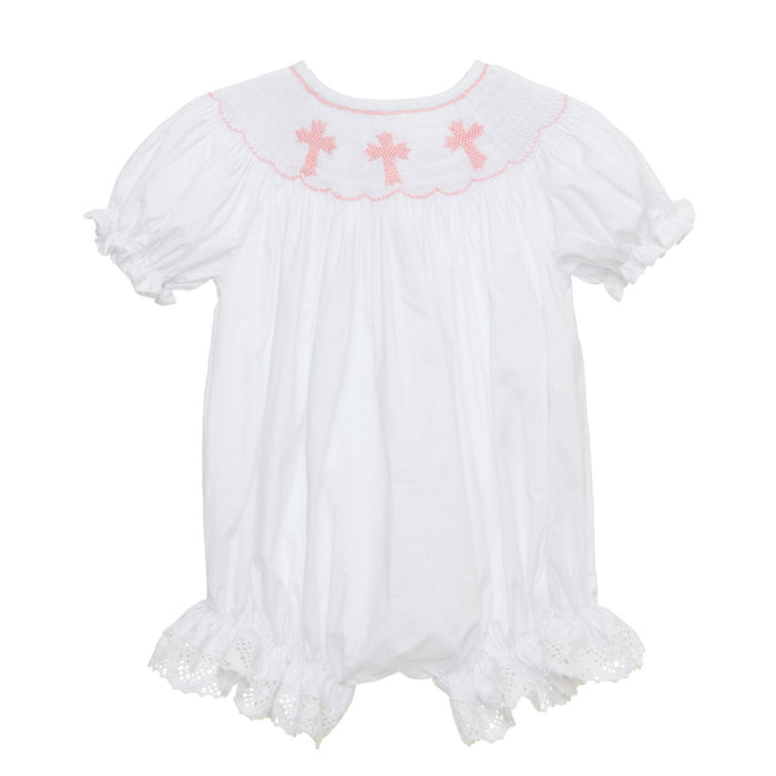 Smocked Pink Cross Romper