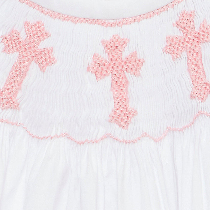 Smocked Pink Cross Romper