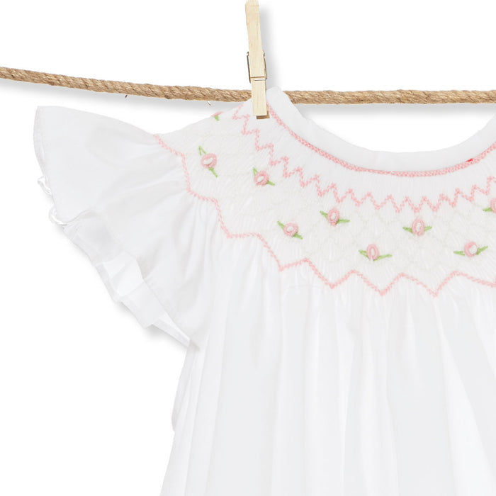 Smocked Rosette flutter sleeve romper