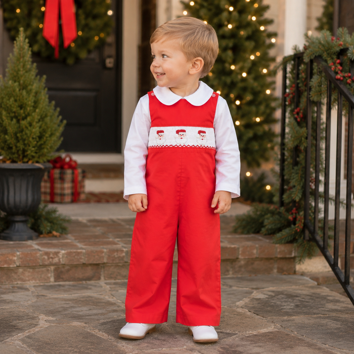 Smocked Santa Longall in Red