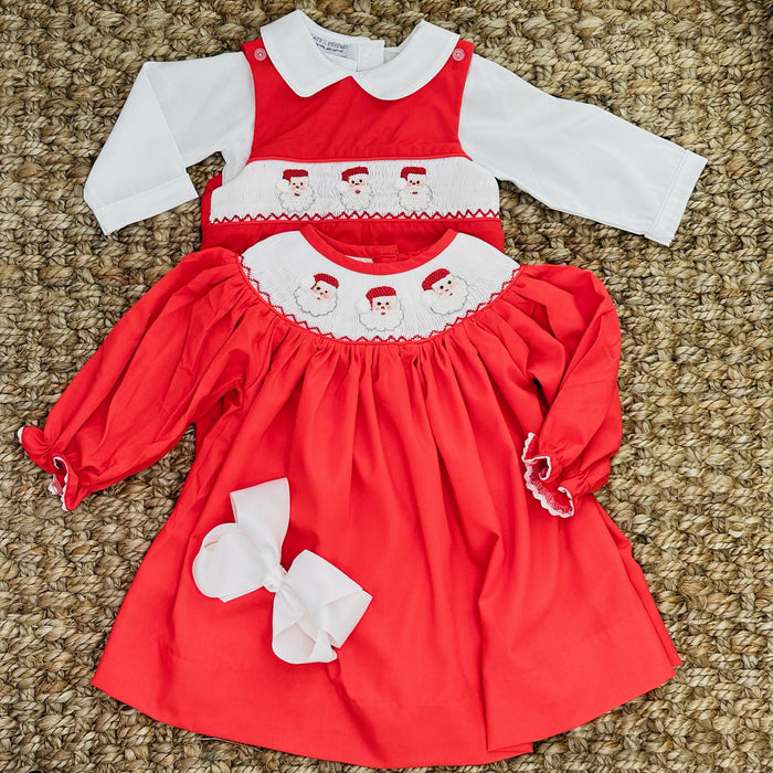 Smocked Santa Longall in Red