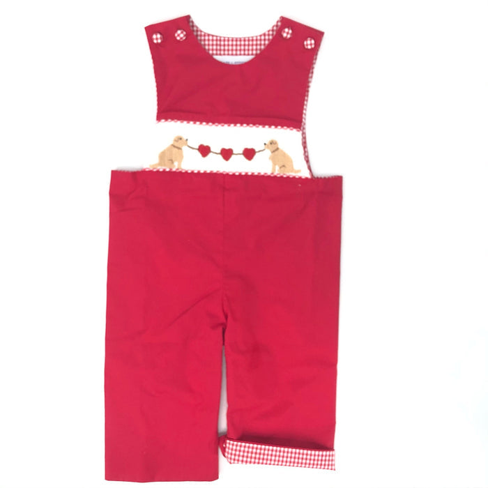 Smocked Valentine Puppy Longall