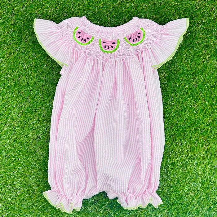 Smocked Watermelon Bubble Romper