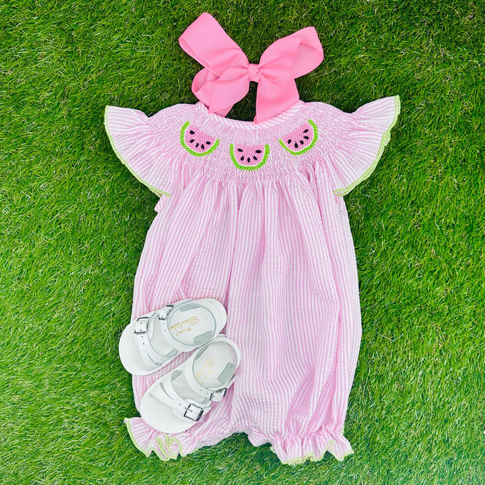 Smocked Watermelon Bubble Romper