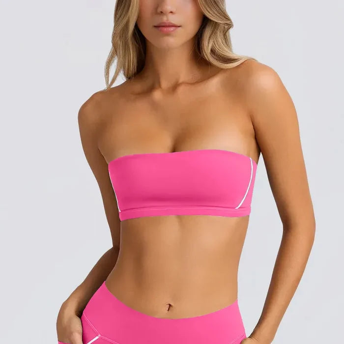 SPARK Contrast Color Tube Bra and Leggings Fitness Set QY4031
