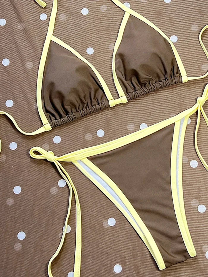 SPARK New Color-block Sexy Three-piece Bikini Set CHU651