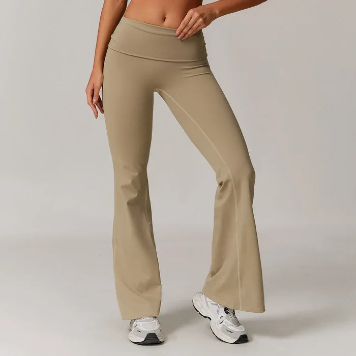SPARK Recycled Folded Waist Yoga Flared Pants ZC8998