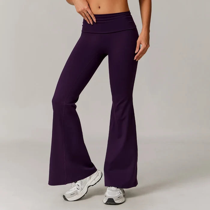 SPARK Recycled Folded Waist Yoga Flared Pants ZC8998