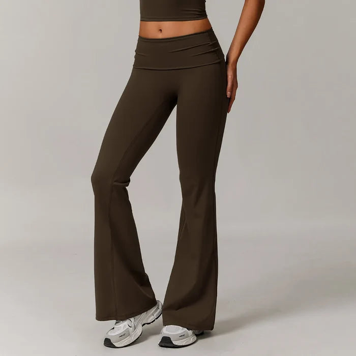 SPARK Recycled Folded Waist Yoga Flared Pants ZC8998