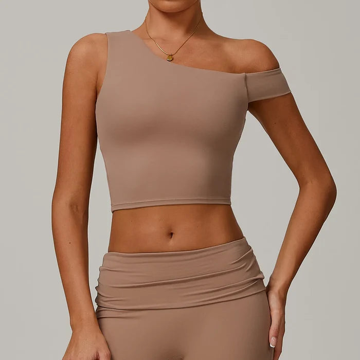 SPARK Recycled One Shoulder Crop Tank Top ZC9207