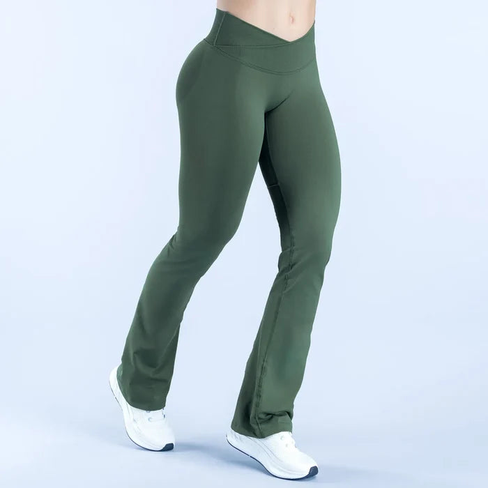 SPARK Seamless Cross-Waist Yoga Pants with Flared Legs RXW3016